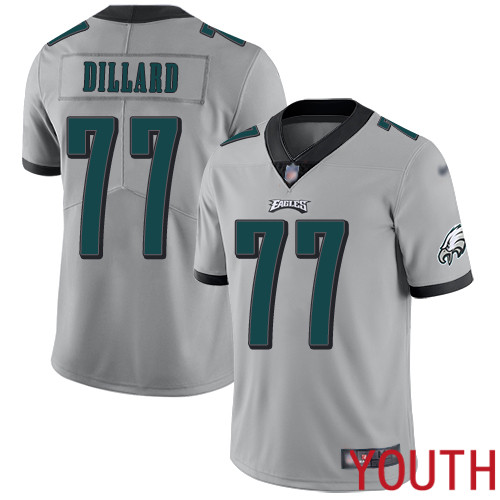 Youth Philadelphia Eagles #77 Andre Dillard Limited Silver Inverted Legend NFL Jersey Football->youth nfl jersey->Youth Jersey